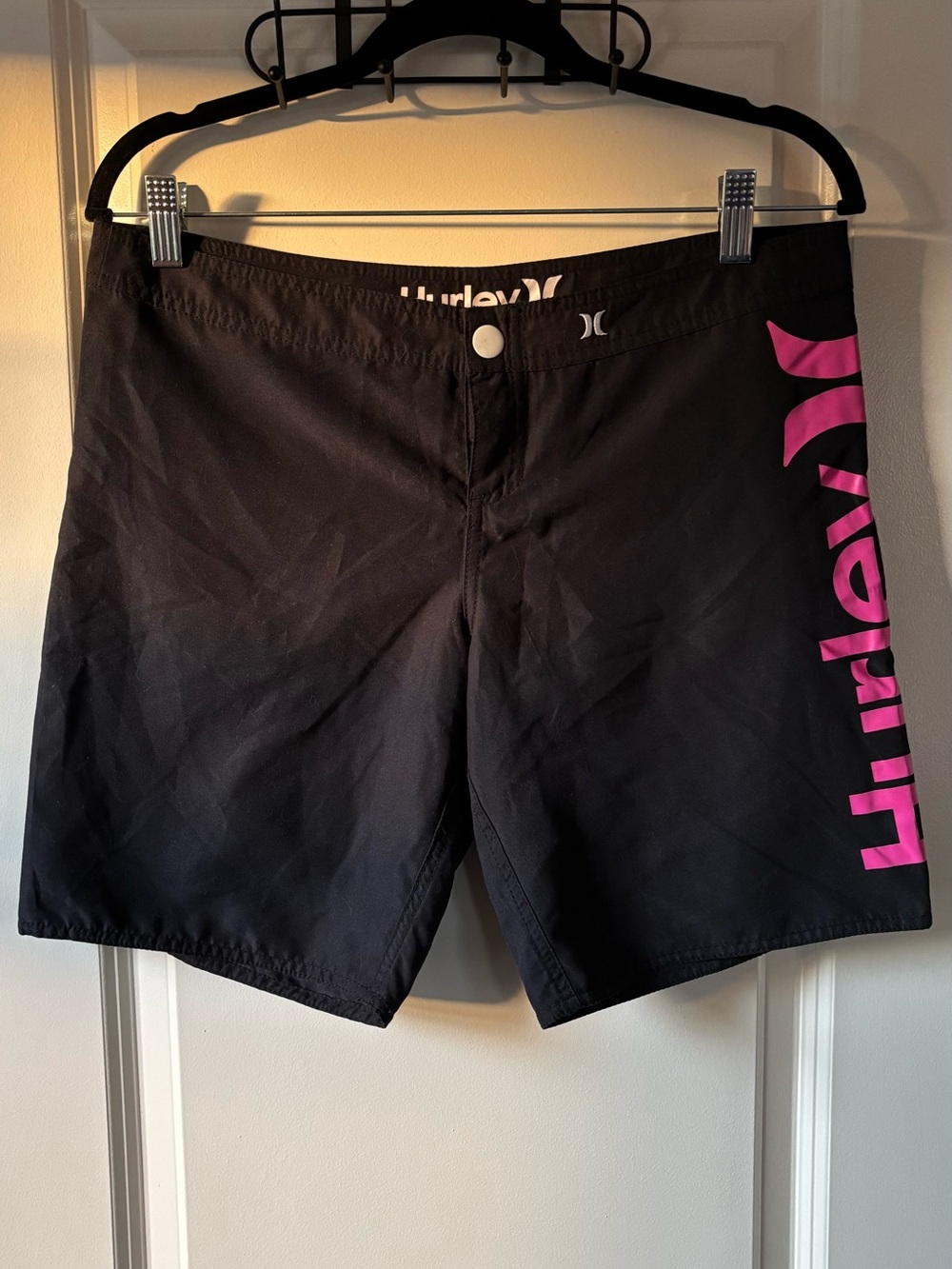 Hurley Black Women's Swim Shorts with Pink Logo